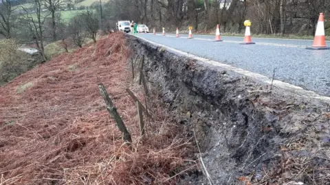 Derbyshire County Council Slumped road