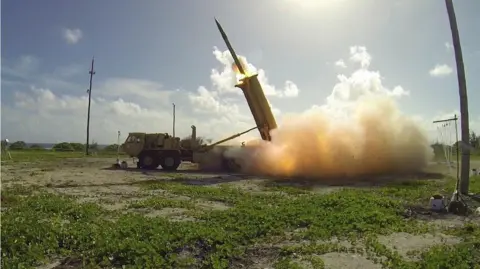 AFP via Getty Images File image of a THAAD interceptor rocket being launched