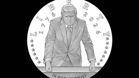 Reuters A Semiquincentennial commemorative gold coin design featuring U.S. President Donald Trump. 