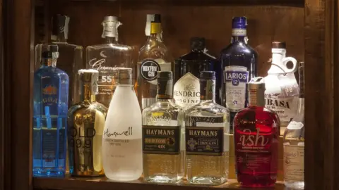 Getty Images Gin bottles