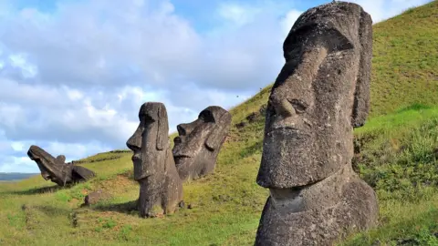 Getty Images Easter Island, Rapa Nui: Moais, typical statues from Easter Island, monolithic human figures