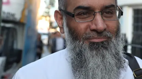 Getty Images Anjem Choudary outside bail hostel on 19 October 2018