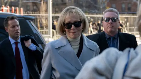 Getty Images E Jean Carroll arrives at the court on Wednesday