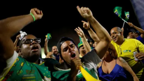 Reuters Anti-Lula demonstrators react