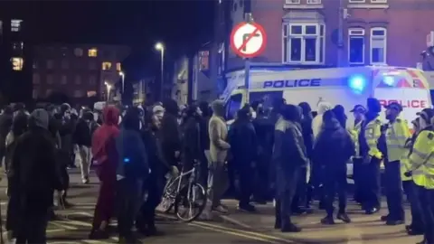 Leicester Media Crowds gathered East Leicester