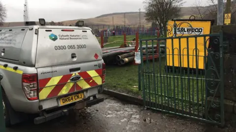 Natural Resources Wales van in Pentre