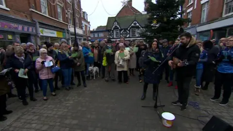 People gathered in Wellington town centre