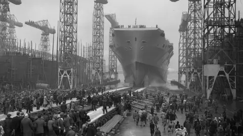 fox photos/getty images The HMS Eagle was launched by Princess Elizabeth in March 1946