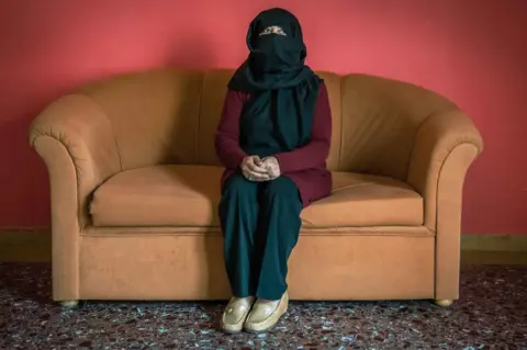BBC Judge Sana in her temporary accommodation in Greece. She would never stop fighting for the rights of women in Afghanistan, she said.