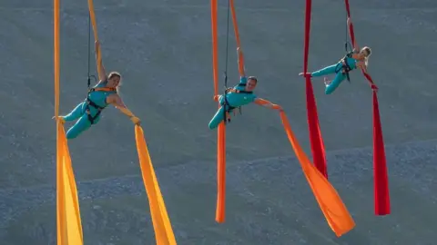 Aerial dancers at Honister