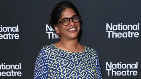 Getty Images Indhu Rubasingham attends the press night after party for "The Father And The Assassin" at The National Theatre on September 14, 2023 in London