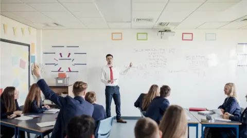 Getty Images A maths teacher in front of a class