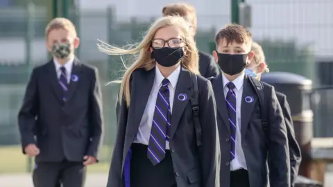 PA Media Pupils wear protective face masks at Outwood Academy Adwick in Doncaster - file photo
