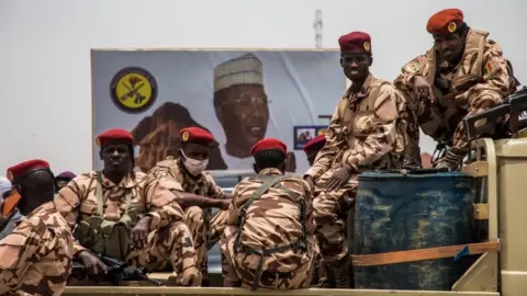 Reuters Soldiers attend the state funeral of late Chadian President Idriss Déby