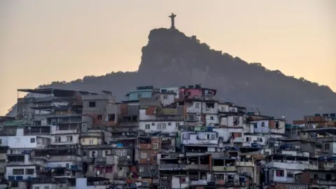 AFP Christ the Redeemer statue and the Morro da Coroa favela in Rio de Janeiro, Brazil (file photo)