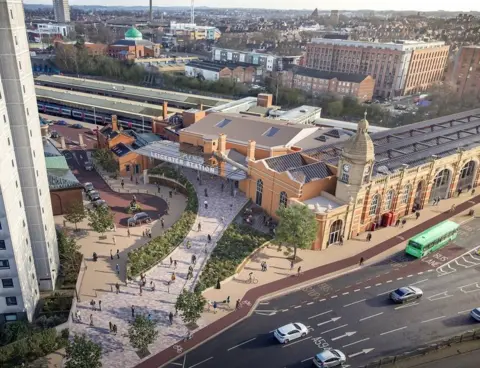 Leicester City Council Artist's impression of new railway station