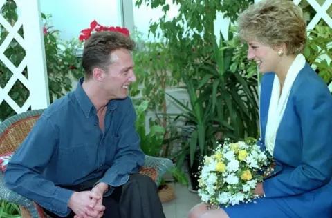 PA Media Princess of Wales meeting patient Michael Kelly at Mildmay Hospital in east London, 20 November, 1991