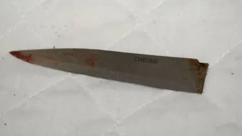 PA Media The kitchen knife used in the attacks