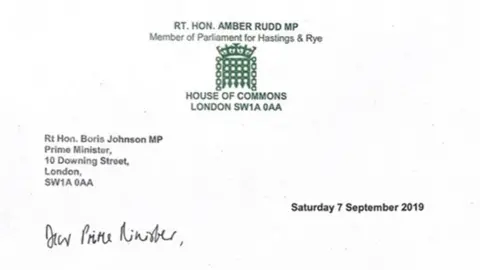 PA Media Amber Rudd's resignation letter