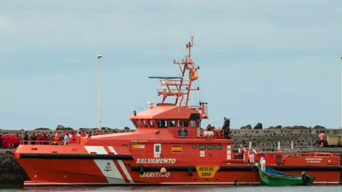 EPA A group of 51 migrants arrive to Arrecife port after they were rescued from a boat at sea, in Lanzarote, Canary Islands