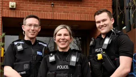 TVP PC Tom Blount, PC Sarah Clark and PC Oliver Smith