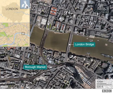 Map of London Bridge and Borough Market