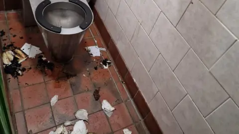 Castletown Commissioners Burnt toilet