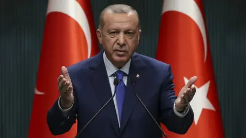 Getty Images President Erdogan giving speech, 20 Oct 20