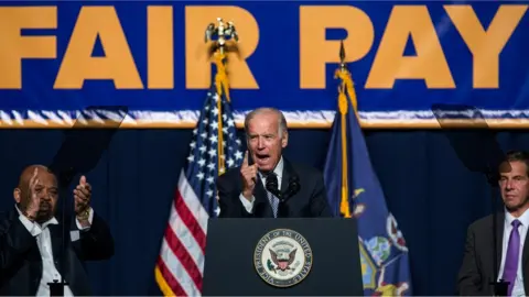 Getty Images U.S. Vice President Joe Biden (C) speaks in support of raising the minimum wage for the state of New York to $15 per hour on September 10, 2015 in New York City. Biden said he would like to see the federal minimum wage risen to $12 per hour.