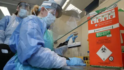 Getty Images Covid testing lab in Glasgow