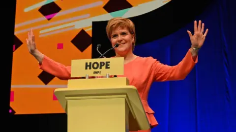 Getty Images Nicola Sturgeon at conference in April