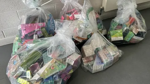 Suffolk Trading Standards Bags of seized vapes
