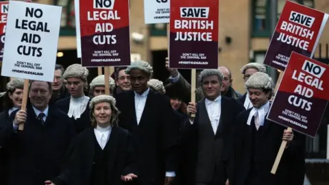Getty Images Protest outside Southwark Crown Court in 2014