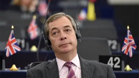 AFP Nigel Farage at a debate on the progress of Brexit talks