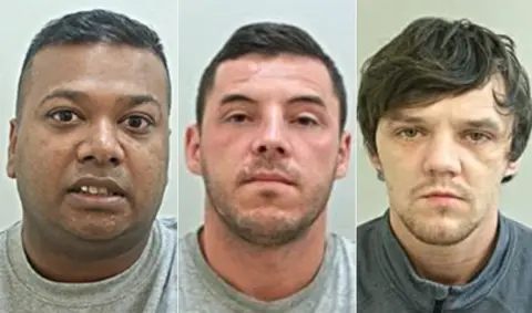 Police handout Shujun Miah, Michael Gallagher and Daniel Deens