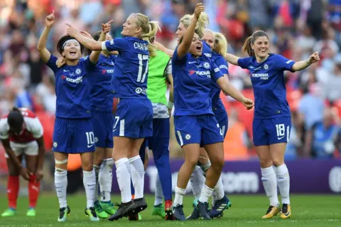 Darren Walsh/Chelsea FC Chelsea celebrate their 2018 FA Cup triumph