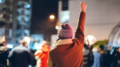 Getty Images protestor