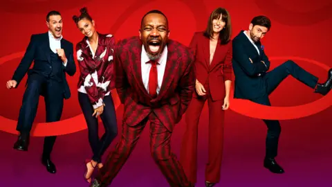 Comic Relief presenters Paddy McGuinness, Alesha Dixon, Sir Lenny Henry, Davina McCall and David Tennant