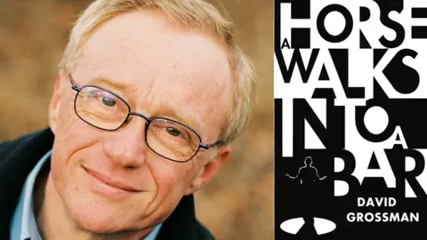 Jonathan Cape David Grossman and the jacket for A Horse Walks Into a Bar