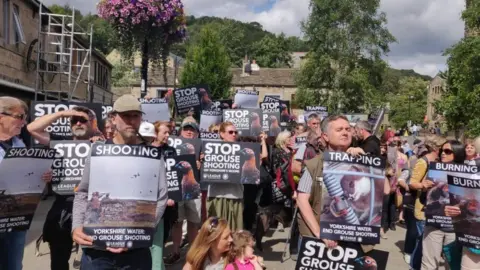 BBC Anti-grouse shooting protestors in Hebden Bridge