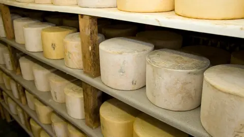 Getty Images Mrs Kirkham's cheese at the company's Lancashire plant