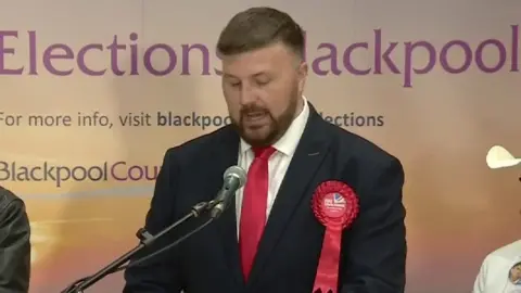 Labour's candidate Chris Webb has won the Blackpool South by-election.