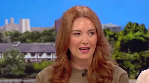 Bebe's mother Lauren King, with long ginger hair, speaks in the BBC Breakfast studio