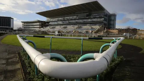 Getty Images Empty stands at Doncaster Racecourse