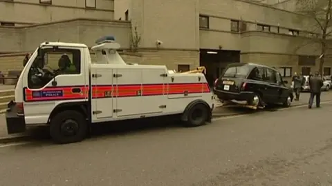 John Worboys' black cab being taken away from outside Croydon Crown Court