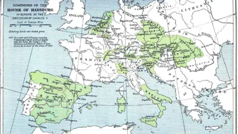 The Cambridge Modern History Atlas A map of Charles V's holdings across Europe