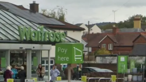 the car park at Waitrose supermarket in Monmouth