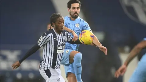 EPA West Bromwich Albion"s Romaine Sawyers in action against Manchester City