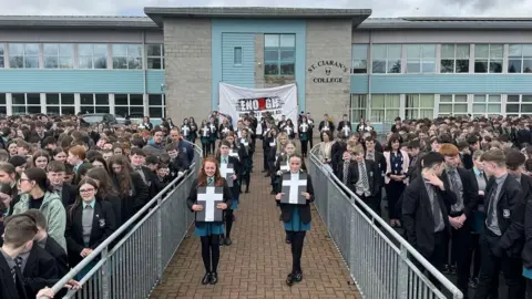 St Ciaran's College pupils A5 protest