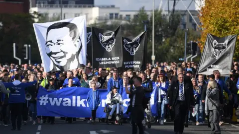 Getty Images March past the King Power stadium